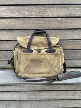 Filson Rugged Canvas Messenger Bag Beige Original Briefcase Made in USA